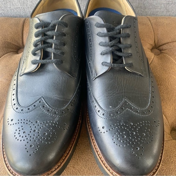 Samuel Hubbard Tipping Point Black Leather Wingtip Oxford Shoes Vibram Sole 10